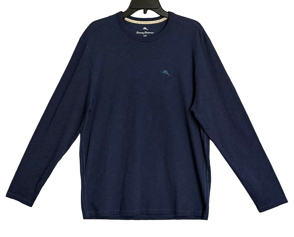Tommy Bahama T-Shirt Men's Small "Tropic Tiles Tee" Long Sleeve Dark Blue NWT